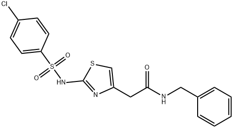 N-benzyl-2-[2-[(4-chlorophenyl)sulfonylamino]-1,3-thiazol-4-yl]acetamide Structural