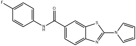 N-(4-fluorophenyl)-2-pyrrol-1-yl-1,3-benzothiazole-6-carboxamide Structural
