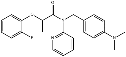 N-[[4-(dimethylamino)phenyl]methyl]-2-(2-fluorophenoxy)-N-pyridin-2-ylpropanamide Structural