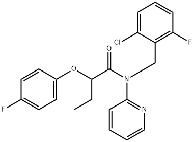 N-[(2-chloro-6-fluorophenyl)methyl]-2-(4-fluorophenoxy)-N-pyridin-2-ylbutanamide Structural