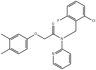 N-[(2-chloro-6-fluorophenyl)methyl]-2-(3,4-dimethylphenoxy)-N-pyridin-2-ylacetamide Structural