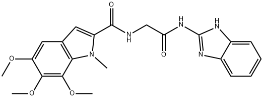 N-[2-(1H-benzimidazol-2-ylamino)-2-oxoethyl]-5,6,7-trimethoxy-1-methylindole-2-carboxamide Structural