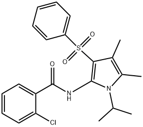 N-[3-(benzenesulfonyl)-4,5-dimethyl-1-propan-2-ylpyrrol-2-yl]-2-chlorobenzamide Structural