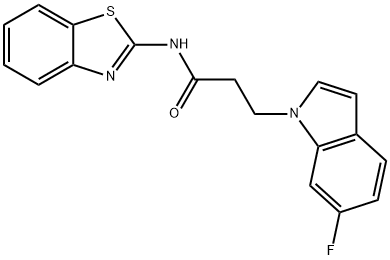 N-(1,3-benzothiazol-2-yl)-3-(6-fluoroindol-1-yl)propanamide Structural