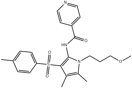 N-[1-(3-methoxypropyl)-4,5-dimethyl-3-(4-methylphenyl)sulfonylpyrrol-2-yl]pyridine-4-carboxamide Structural