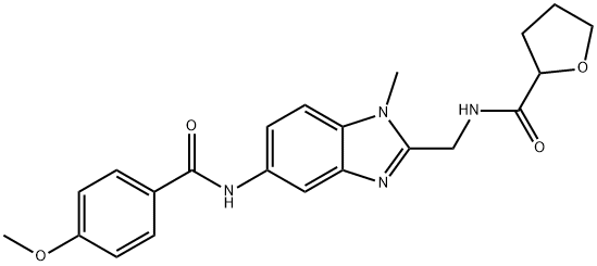 N-[[5-[(4-methoxybenzoyl)amino]-1-methylbenzimidazol-2-yl]methyl]oxolane-2-carboxamide Structural
