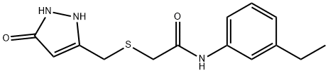 N-(3-ethylphenyl)-2-[(5-oxo-1,2-dihydropyrazol-3-yl)methylsulfanyl]acetamide Structural