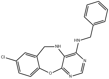 N-benzyl-8-chloro-5,6-dihydropyrimido[4,5-b][1,4]benzoxazepin-4-amine Structural