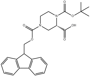 (S)-1-N-BOC-4-N-FMOC-PIPERAZINE-2-CARBOXYLIC ACID Structural