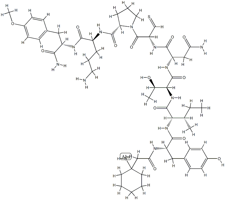 vasotocin, (beta-mercapto-beta,beta-cyclopentamethylenepropionic acid)-O-methyl-Tyr(2)-Thr(4)-Orn(8)-Tyr(9)-NH2 Structural