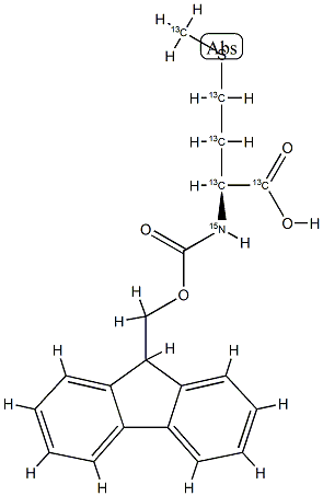 L-Methionine-13C5,15N,  N-Fmoc,  N-(9-Fluorenylmethoxycarbonyl)-L-methionine-13C5,15N Structural