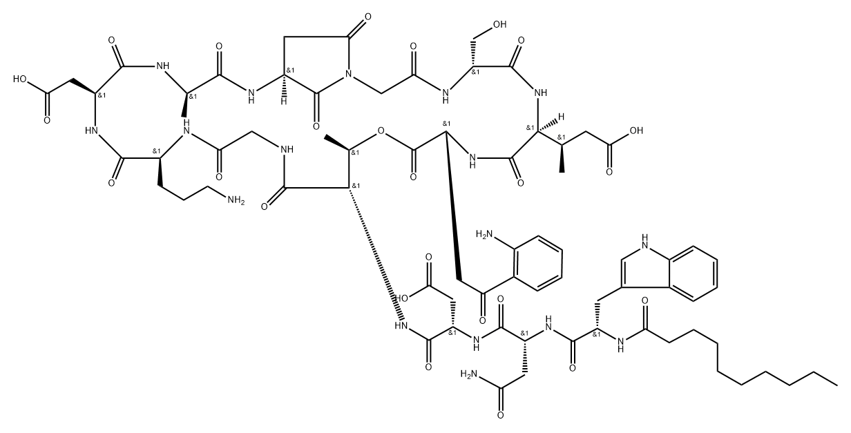 9-(2,5-d|Dioxo-L-3-aMino-1-pyrrolidineacetic acid)-10-deglycine DaptoMycin Structural