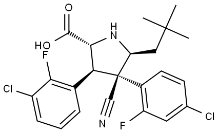 D-Proline, 3-(3-chloro-2-fluorophenyl)-4-(4-chloro-2-fluorophenyl)-4-cyano-5-(2,2-diMethylpropyl)-, (3S,4R,5S)-rel- Structural