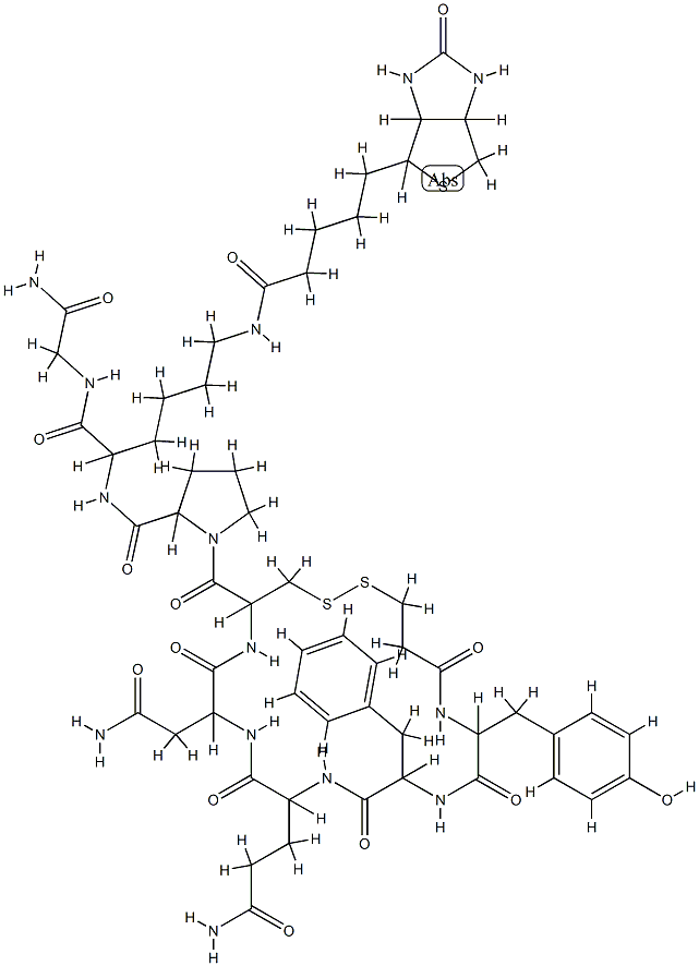 vasopressin, ((2-mercapto)propionic acid)(1)-(Lys-N(6)-biotin)(8)- Structural