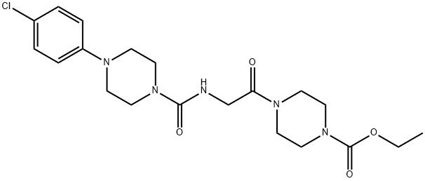 ethyl 4-(2-(4-(4-chlorophenyl)piperazine-1-carboxamido)acetyl)piperazine-1-carboxylate Structural