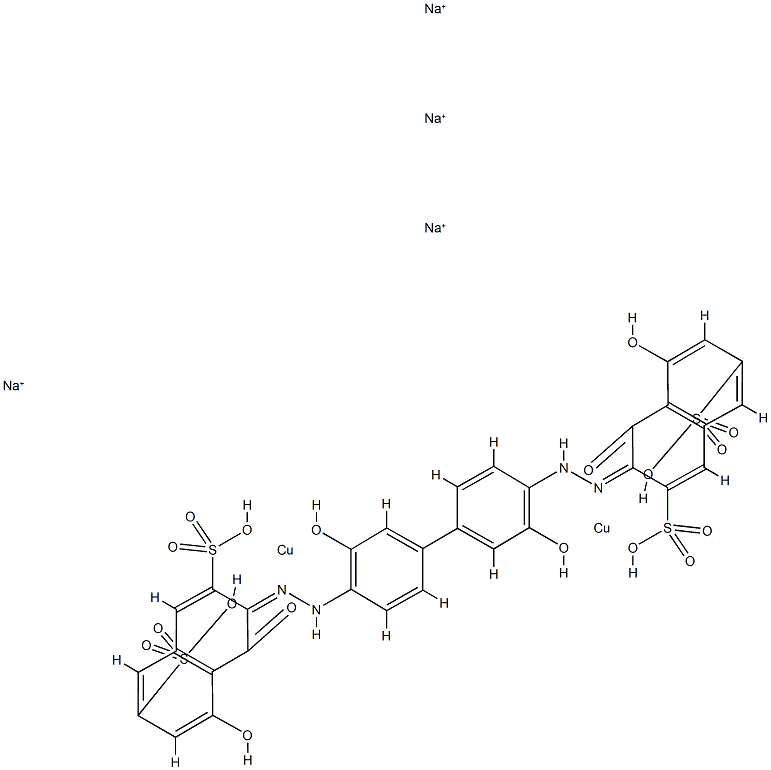 tetrasodium [mu-[[3,3'-[(3,3'-dihydroxy[1,1'-biphenyl]-4,4'-diyl)bis(azo)]bis[4,5-dihydroxynaphthalene-2,7-disulphonato]](8-)]]dicuprate(4-)  Structural