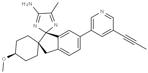 Dispiro[cyclohexane-1,2'-[2H]indene-1'(3'H),2''-[2H]iMidazol]-4''-aMine, 4-Methoxy-5''-Methyl-6'-[5-(1-propyn-1-yl)-3-pyridinyl]-, (1α,1'R,4β)- Structural