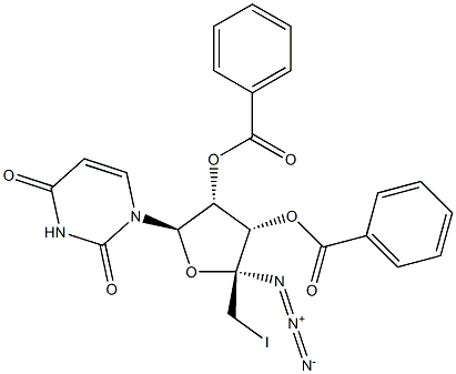 Uridine, 4'-C-azido-5'-deoxy-5'-iodo-, 2',3'-dibenzoate Structural