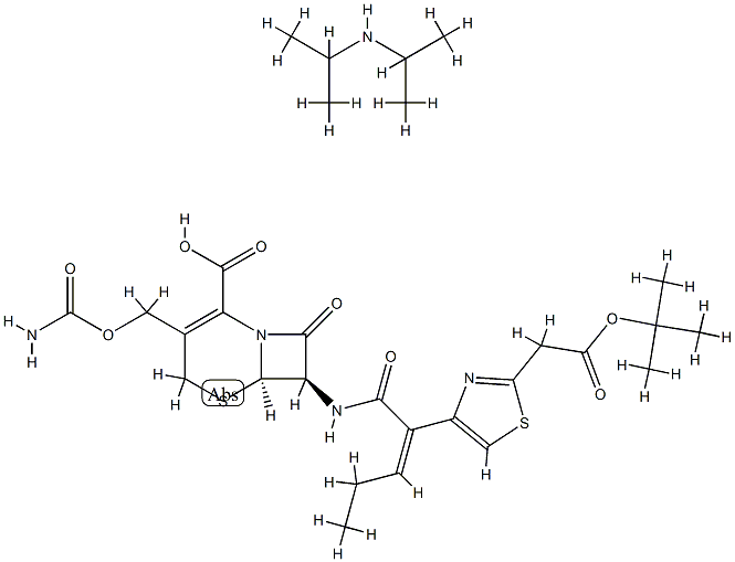 [6R-[6alpha,7beta(Z)]]-3-[[(Aminocarbonyl)oxy]methyl]-7-[[2-[2-[[(1,1-dimethylethoxy)carbonyl]amino]-4-thiazolyl]-1-oxo-2-pentenyl]amino]-8-oxo-5-thia-1-azabicyclo[4.2.0]oct-2-ene-2-carboxylic acid compd. with N-(1-methylethyl)-2-propanamine