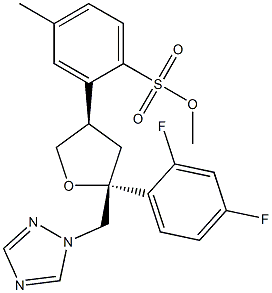 Toluene-4-sulfonic acid 5-(2,4-difluoro-phenyl)-5-[1,2,4]triazol-1-ylMethyl-tetrahydro-furan-3-ylMethyl Structural