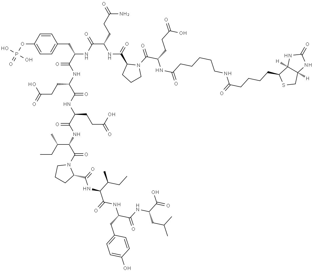 Biotinyl-ε-aminocaproyl-Glu-Pro-Gln-Tyr(PO3H2)-Glu-Glu-Ile-Pro-Ile-Tyr-Leu-OH Structural