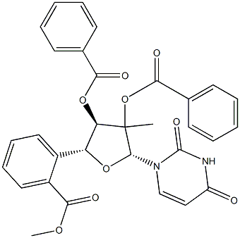 2'-C-Methyl-, 2',3',5'-tribenzoateuridine Structural