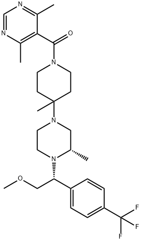 (4,6-dimethylpyrimidin-5-yl)-[4-[(3S)-4-[(1R)-2-methoxy-1-[4-(trifluor omethyl)phenyl]ethyl]-3-methyl-piperazin-1-yl]-4-methyl-1-piperidyl]me thanone