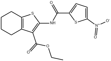 ethyl 2-(5-nitrothiophene-2-carboxamido)-4,5,6,7-tetrahydrobenzo[b]thiophene-3-carboxylate Structural
