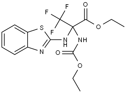 ethyl 2-(1,3-benzothiazol-2-ylamino)-2-[(ethoxycarbonyl)amino]-3,3,3-trifluoropropanoate Structural