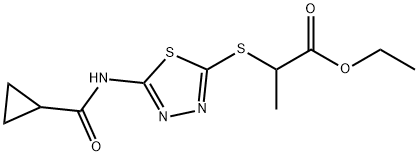 ethyl 2-((5-(cyclopropanecarboxamido)-1,3,4-thiadiazol-2-yl)thio)propanoate Structural