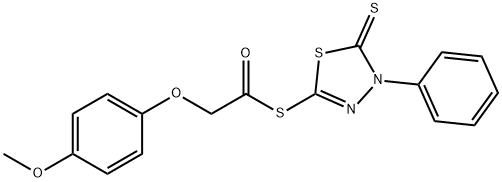 S-(4-phenyl-5-sulfanylidene-1,3,4-thiadiazol-2-yl) 2-(4-methoxyphenoxy)ethanethioate Structural