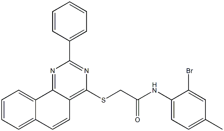 N-(2-bromo-4-methylphenyl)-2-[(2-phenylbenzo[h]quinazolin-4-yl)sulfanyl]acetamide Structural