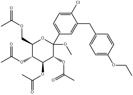 D-Glucopyranoside, Methyl 1-C-[4-chloro-3-[(4-ethoxyphenyl)Methyl]phenyl]-, tetraacetate Structural