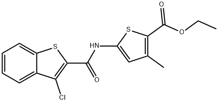 ethyl 5-(3-chlorobenzo[b]thiophene-2-carboxamido)-3-methylthiophene-2-carboxylate Structural