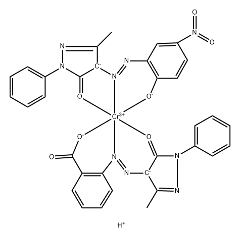 hydrogen [2,4-dihydro-4-[(2-hydroxy-5-nitrophenyl)azo]-5-methyl-2-phenyl-3H-pyrazol-3-onato(2-)][2-[(4,5-dihydro-3-methyl-5-oxo-1-phenyl-1H-pyrazol-4-yl)azo]benzoato(2-)]chromate(1-) Structural