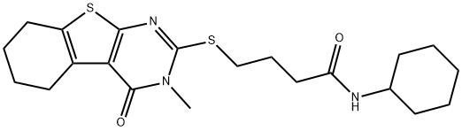 N-cyclohexyl-4-[(3-methyl-4-oxo-5,6,7,8-tetrahydro-[1]benzothiolo[2,3-d]pyrimidin-2-yl)sulfanyl]butanamide Structural