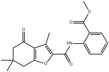 methyl 2-(3,6,6-trimethyl-4-oxo-4,5,6,7-tetrahydrobenzofuran-2-carboxamido)benzoate Structural