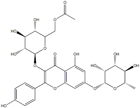 Kaempferol 3-O-(6''-O-acetyl)glucoside-7-O-rhamside Structural