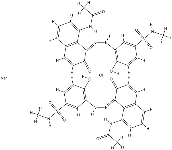 sodium bis[N-[7-hydroxy-8-[[2-hydroxy-5-[(methylamino)sulphonyl]phenyl]azo]-1-naphthyl]acetamidato(2-)]chromate(1-) Structural