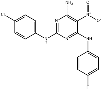 N~2~-(4-chlorophenyl)-N~4~-(4-fluorophenyl)-5-nitropyrimidine-2,4,6-triamine Structural