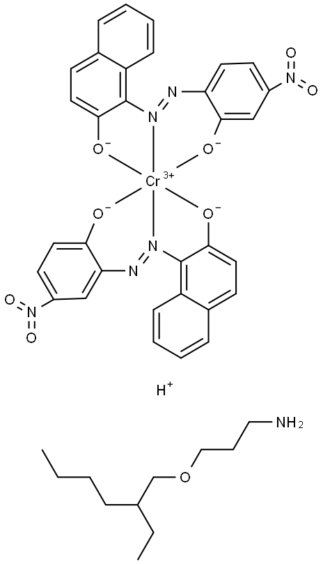 hydrogen [1-[(2-hydroxy-4-nitrophenyl)azo]-2-naphtholato(2-)][1-[(2-hydroxy-5-nitrophenyl)azo]-2-naphtholato(2-)]chromate(1-) , compound with 3-[(2-ethylhexyl)oxy]propylamine (1:1) Structural