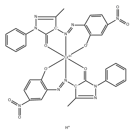 hydrogen [2,4-dihydro-4-[(2-hydroxy-4-nitrophenyl)azo]-5-methyl-2-phenyl-3H-pyrazol-3-onato(2-)][2,4-dihydro-4-[(2-hydroxy-5-nitrophenyl)azo]-5-methyl-2-phenyl-3H-pyrazol-3-onato(2-)]chromate(1-) Structural