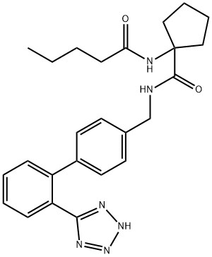 IRBESARTAN RELATED COMPOUND A (25 MG) (1-PENTANOYLAMINO-CYCLOPENTANECARBOXYLIC ACID [2'-(1H-TETRAZOL-5-YL)-BIPHENYL-4-YLMETHYL]-AMIDE) Structural Picture