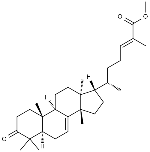 Lanosta-7,24-dien-26-oic acid, 3-oxo-, methyl ester, (13alpha,14beta,1 7alpha,20S,24E)- Structural
