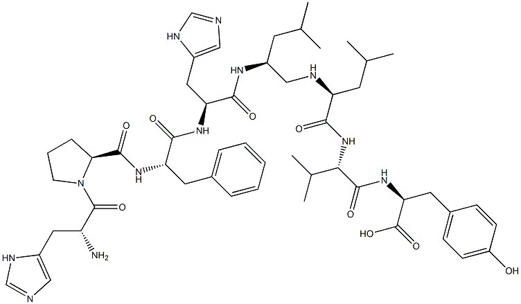 D-HIS-PRO-PHE-HIS-LEU-PSI-(CH2NH)-*LEU-V AL-TYR Structural