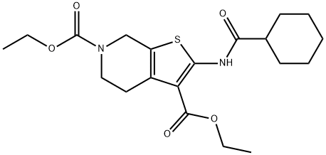 diethyl 2-(cyclohexanecarboxamido)-4,7-dihydrothieno[2,3-c]pyridine-3,6(5H)-dicarboxylate Structural