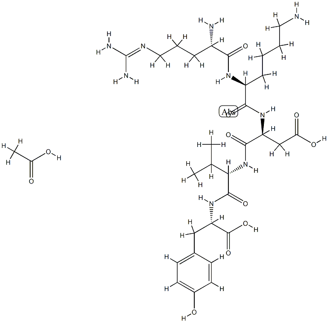 acetic acid:(3S)-3-[[(2S)-6-amino-2-[[(2S)-2-amino-5-(diaminomethylideneamino)pentanoyl]amino]hexanoyl]amino]-4-[[(2S)-1-[[(1S)-1-carboxy-2-(4-hydroxyphenyl)ethyl]amino]-3-methyl-1-oxobutan-2-yl]amino]-4-oxobutanoic acid Structural