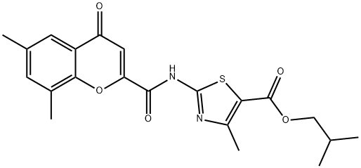 isobutyl 2-(6,8-dimethyl-4-oxo-4H-chromene-2-carboxamido)-4-methylthiazole-5-carboxylate Structural