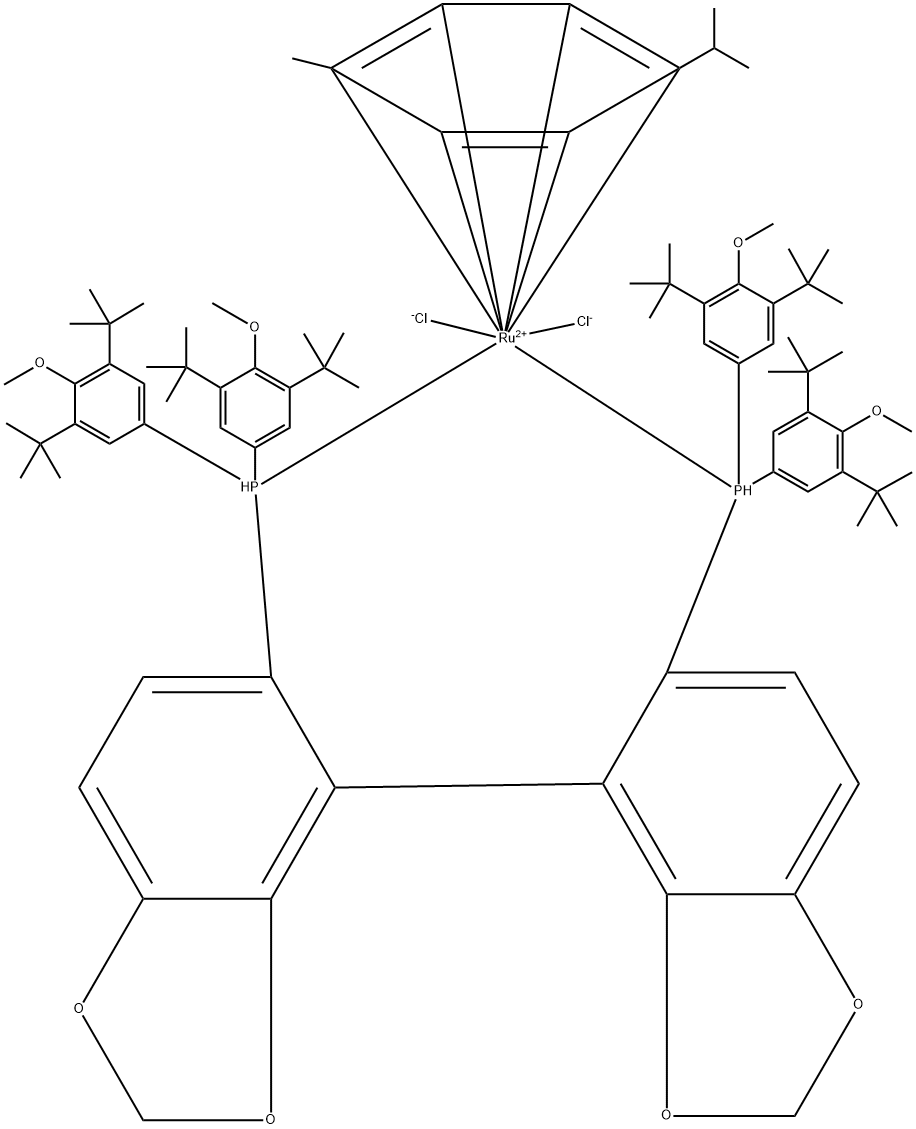 Chloro{(S)-(+)-5,5'-bis[di(3,5-di-t-butyl-4-methoxyphenyl)phosphino]-4,4'-bi-1,3-benzodioxole}(p-cymene)ruthenium(II)chloride[RuCl(p-cymene) ((S)-dtbm-segphos)]Cl　