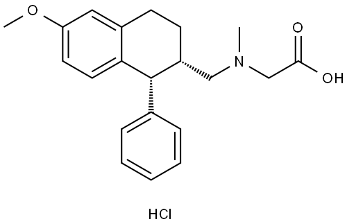 rel-N-Methyl-N-[[(1R,2S)-1,2,3,4-tetrahydro-6-methoxy-1-phenyl-2-naphthalenyl]methyl]glycine hydrochloride Structural